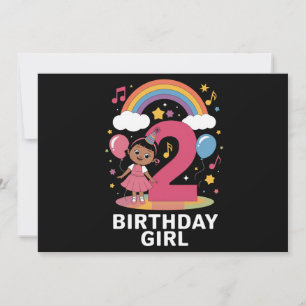 Convites Menina de Dois Anos de Idade Aniversário Cute 2º A