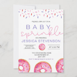 Convites Menina de Donuts de Aquarela Chuveirinho de Bebê 