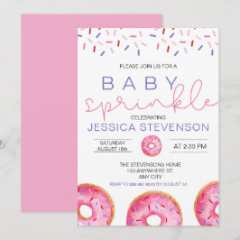 Convites Menina de Donuts de Aquarela Chuveirinho de Bebê