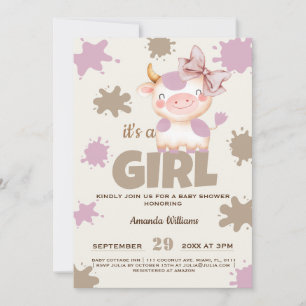 Convites Menina de fazenda vaca sagrada baby shower