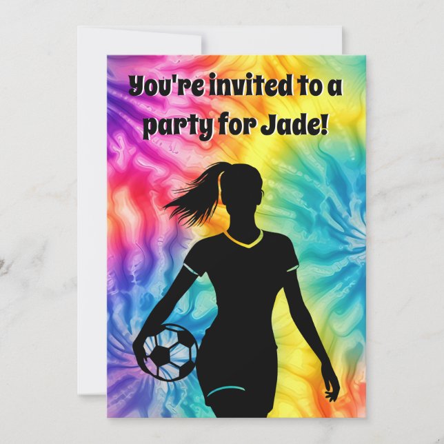 Convites Menina de Futebol Gravata Personalizada-Dye Arco-í (Frente)