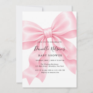 Convites Menina de Laço Rosa Chás de Bebê