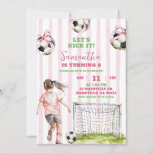 Menina de Listras Rosa Futebol Vamos Chutar Aniver