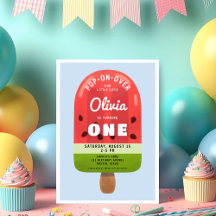Menina de Melancia Picolé Fofa Primeiro Aniversári