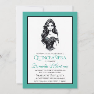 Convites Menina de Quinze Anos de Azul Turquesa