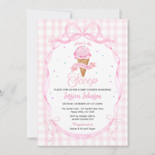 Convites Menina de Sorvete Coquette Churras de Bebê Rosa