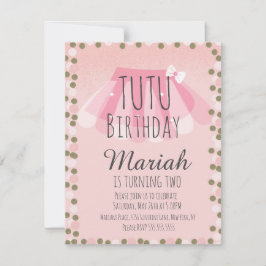 Convites Menina de Tutu Aniversário Rosa Pontos de Brilho F