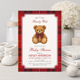 Convites Menina de Ursinho Teddy Preparada para Chás de Beb