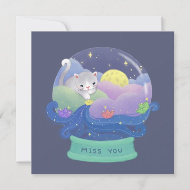 Convites Menina de Você: Barcos de Gato e Papel (Frente)