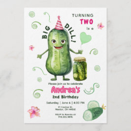 Convites Menina do Grande Pepino Dilly Aniversário Qualquer