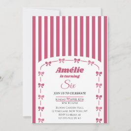 Convites Menina do Laço Coquete Rosa Velho 6º Aniversário