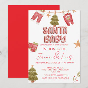 Convites Menina do Papai Noel Festa de Bebê Férias Chuvada