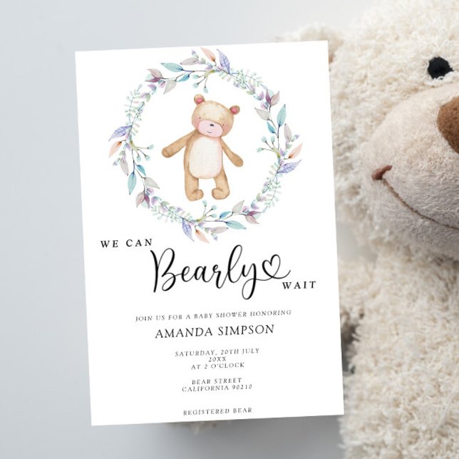 Convites Menina do Urso Teddy Boho Bebê Rosa Mal Pode Esper (Criador carregado)