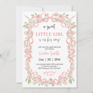 Convites Menina Doce Floral Ribbon Chás de Bebê