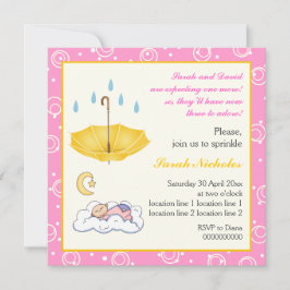 Convites Menina dormindo borrife borrifado amarelo rosa con