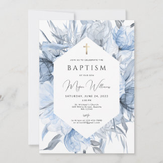 Convites Menina Dourada Elegante Baptism Invitati