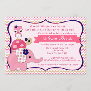 Convites Menina Ellie Baby Shower Invants