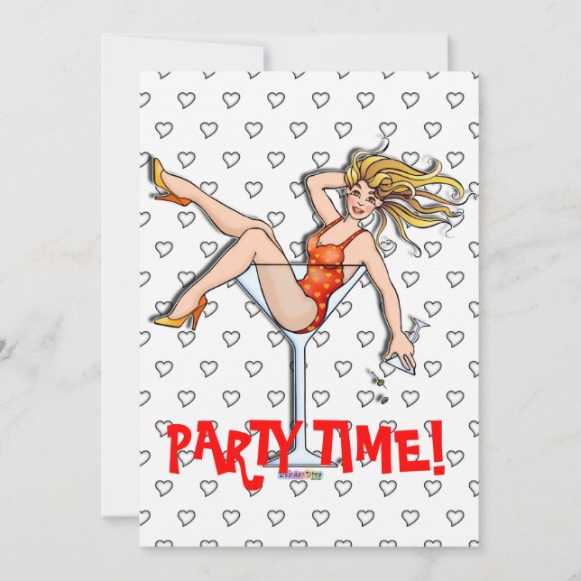 Convites - menina em um Martini, Olivia (Frente)