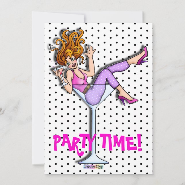 Convites - menina em um Martini, vermelho de Lil (Frente)