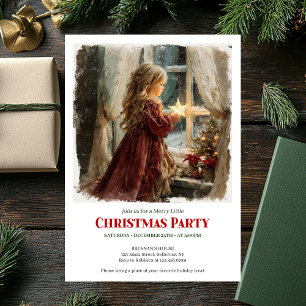 Convites Menina encantadora aguarda Natal editável Natal 