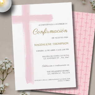Convites Menina Espanhola Confirmação Rosa Confirmacion