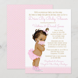 Convites Menina Étnica Com Máscara De Chá de fraldas