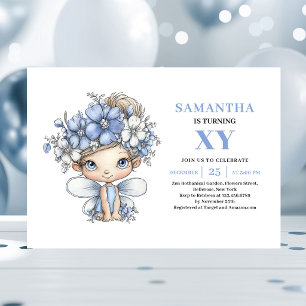 Convites Menina Fada Azul 1º Aniversário Pastel Caprichoso