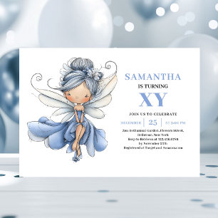 Convites Menina Fada Azul 6º Aniversário Magia Caprichosa
