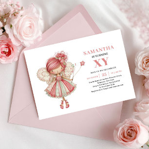 Convites Menina Fada Caprichosa 6º Aniversário Rosa Corado