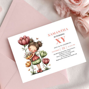 Convites Menina Fada Caprichosa Aniversário Floral Pastel R