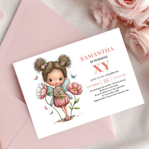 Convites Menina Fada Fofa Aniversário Floral Mágico Rosa