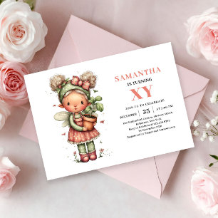Convites Menina Fada Mágica 1º Aniversário Rubor Floral