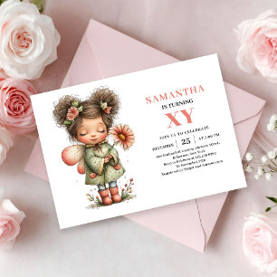 Convites Menina Fada Mágica Aniversário Rosa Floral Pastel