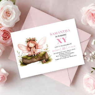 Convites Menina Fada Rosa Caprichosa 4º Aniversário Rosa Co