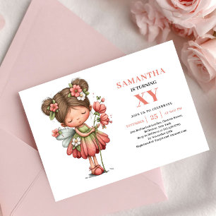 Convites Menina Fada Sonhadora Aniversário Rosa Pastel Flor