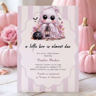 Convites Menina Fantasma Rosa Little Boo Chá de Bebê de Hal