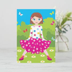 Convites Menina Feliz com Flores e Borboletas