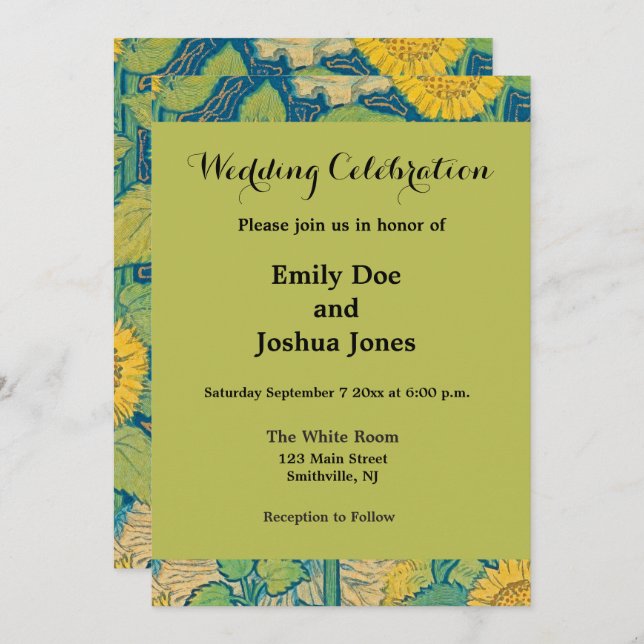 Convites Menina Flor no Jardim de Girassol (Frente/Verso)