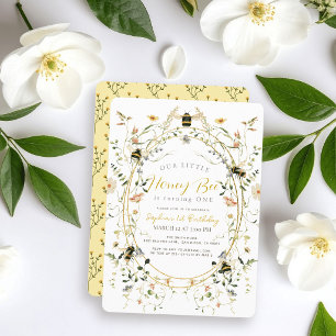 Convites Menina Flor Silvestre Abelhinha 1º Aniversário