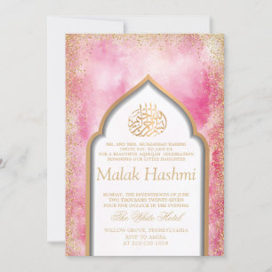 Convites Menina Floral Islâmica Aqiqa Aqeqa