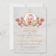 Menina Foto Batismo Rosa Magnólia Primeiro Anivers