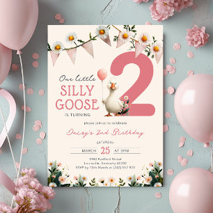 Convites Menina Gansa Floral 2º Aniversário