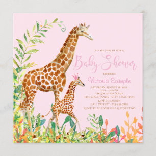 Convites Menina Giraffe Bebê Convidando