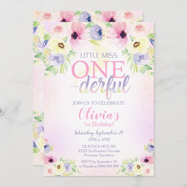 Convites Menina Maravilhosa, Garota 1rua (Frente/Verso)