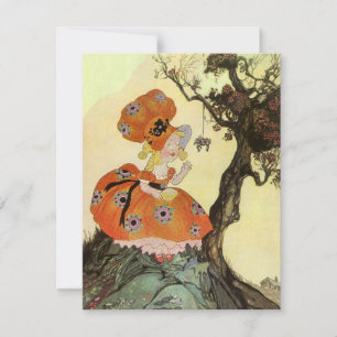 Convites Menina Muffet & Spider, Vintage Madre Goose
