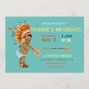 Convites Menina Nativa de Menina Nativa Morada Tribal