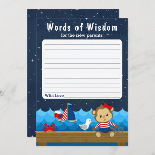 Convites Menina Náutica, Macaco Vermelho e Palavras Marinho