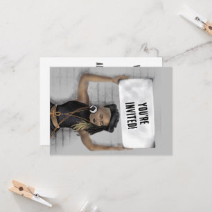 Convites Menina negra segurando um sinal