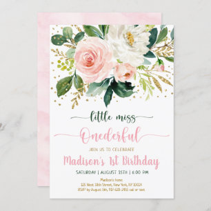 Convites Menina Onelinda Boho Floral Birthday