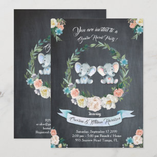 Convites Menina ou sexo de menino revelam elefante, quadro-